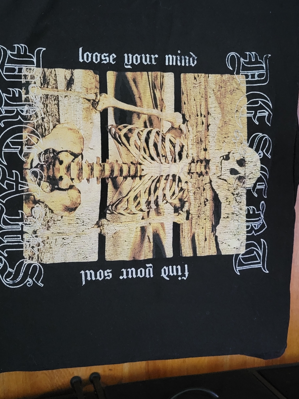 Skeleton Graphic Tee in Black and Cream